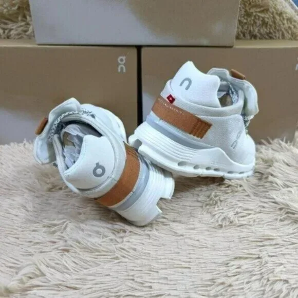 On Running Women's White Sneakers with Tan Accents - Picture 5 of 5